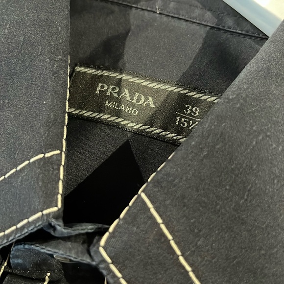 Prada SS/15 Navy Topstitched Buttoned Short-Sleeve Shirt - Picture 9 of 13
